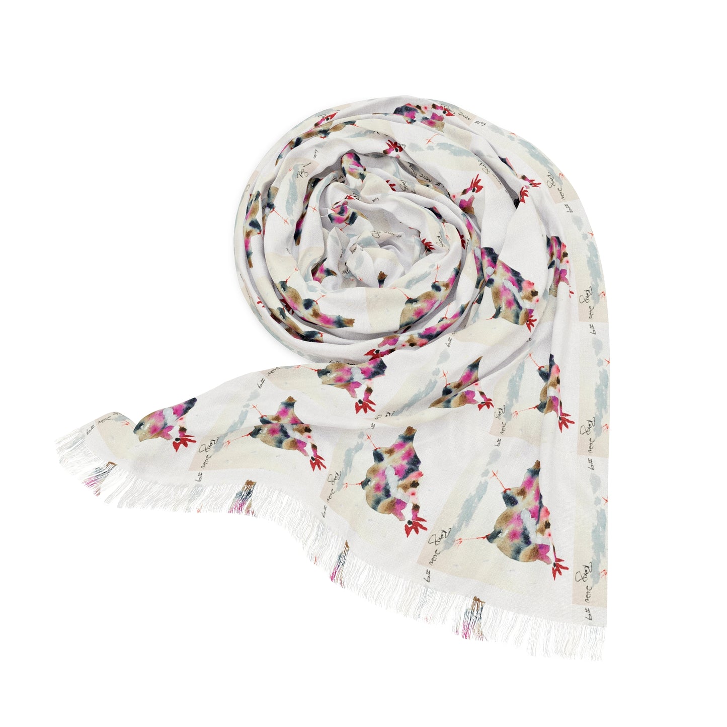 Colorful Scarf — Artistic Lightweight Neck Wrap- Whimsy Rooster 9