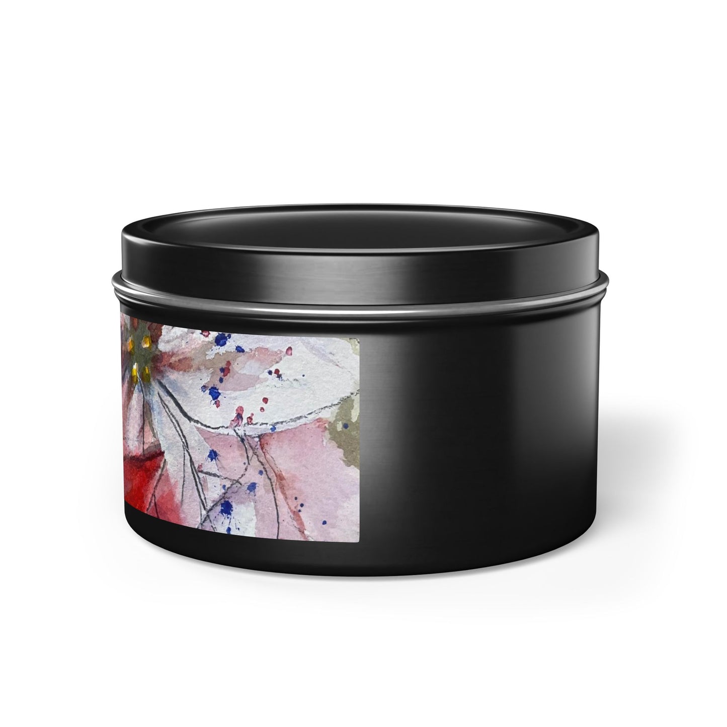 Tin Candle-Poinsettias