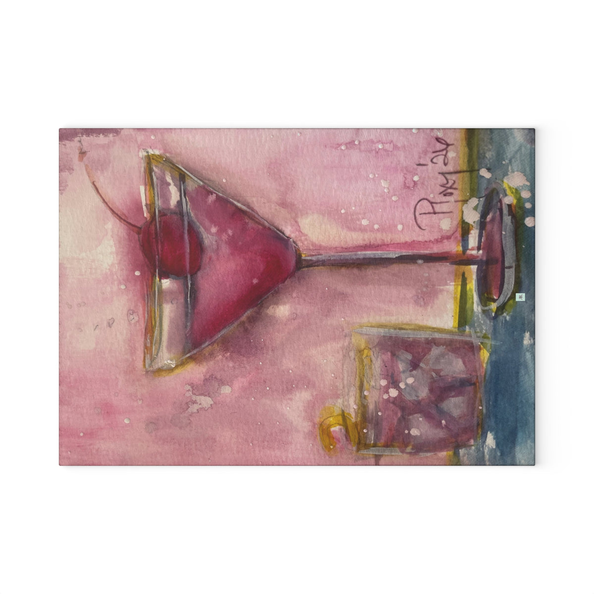 Glass Cutting Board-Pink Martini