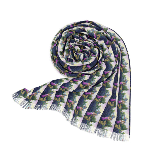 Copy of Colorful Scarf — Artistic Lightweight Neck Wrap- Girl in a Lavender Field Small Repeating Pattern