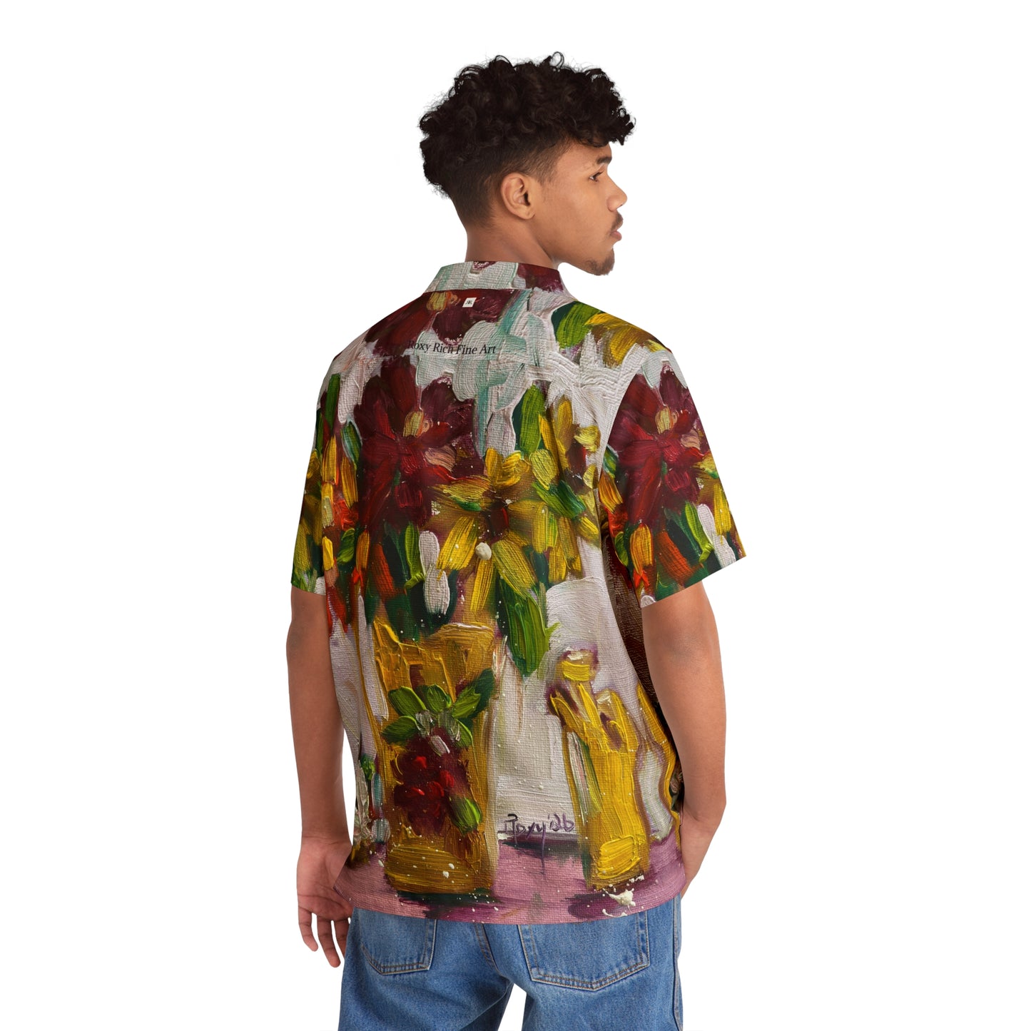 Men's Hawaiian Shirt- Bright-Flowers on my Patio