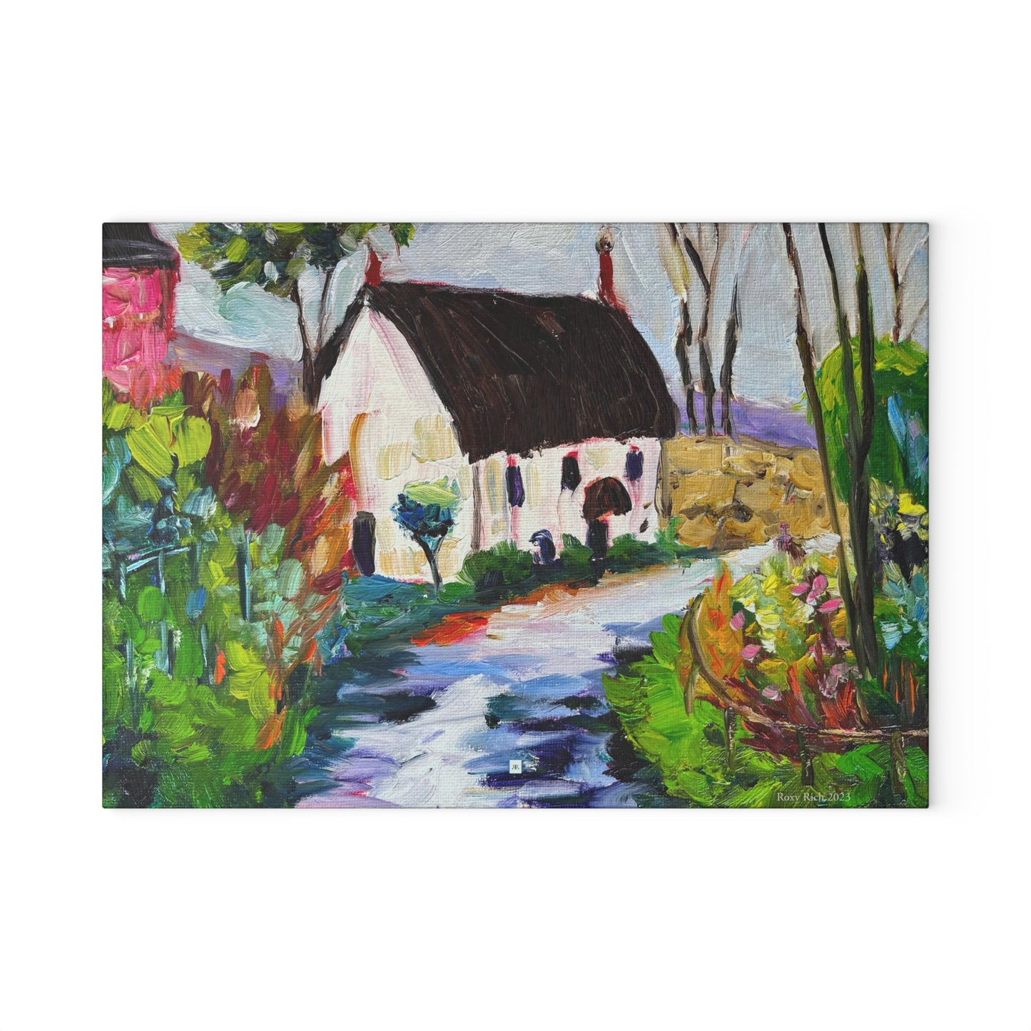 Country Cottage Cotswolds Glass Cutting Board