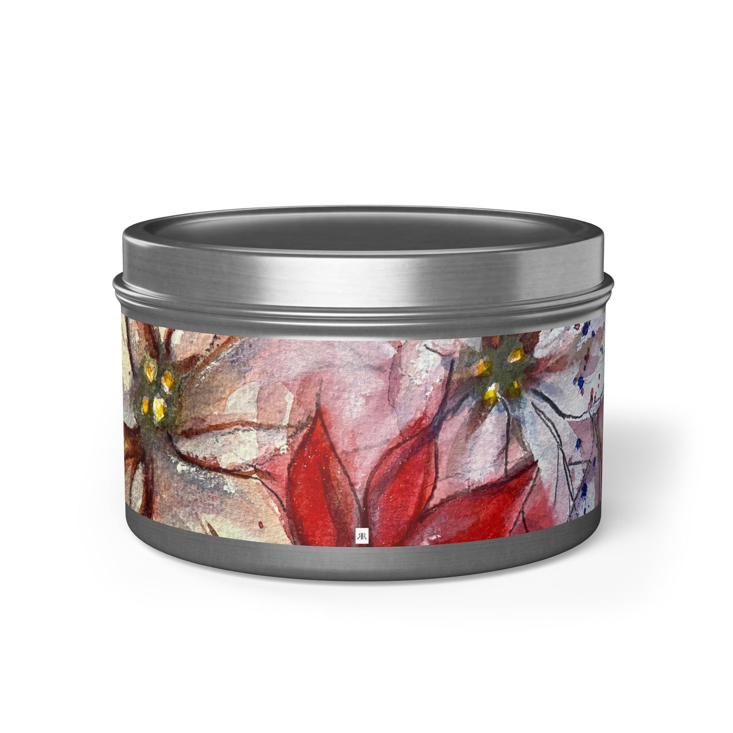 Tin Candle-Poinsettias