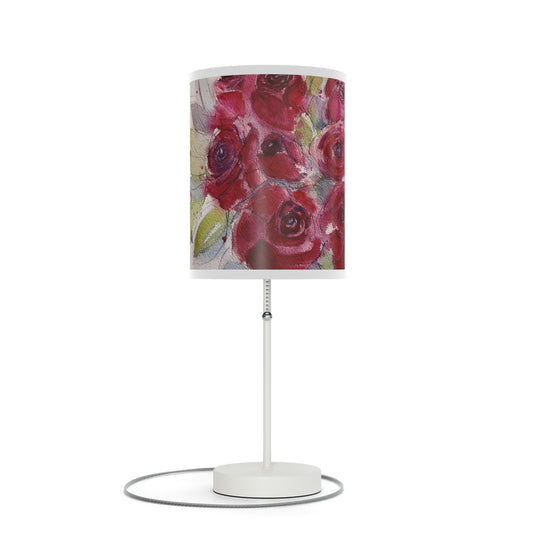 Lámpara de pintura de rosas rojas sobre un soporte, enchufe EE. UU.|CA