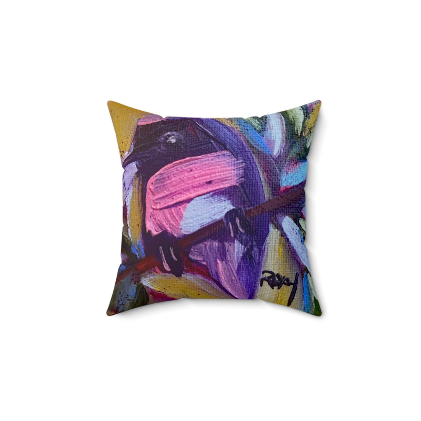 Indoor Spun Polyester Square Pillow-Summer Hummer
