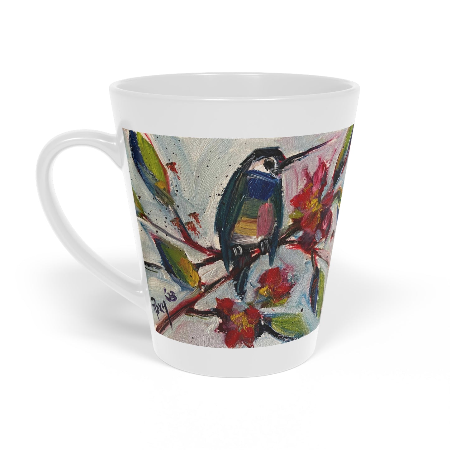 Hummingbird in Late Blooms "Good Morning"- Latte Mug, 12oz