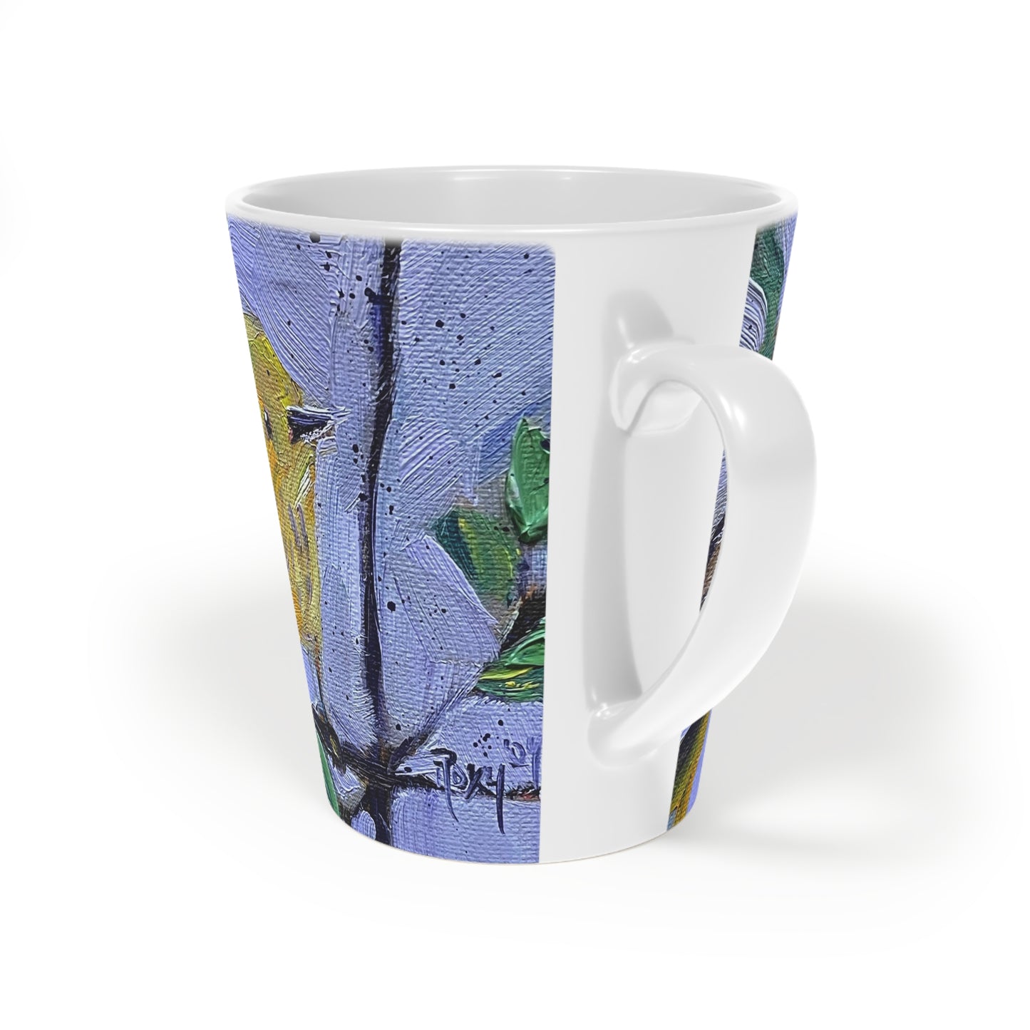 Adorable Yellow Warbler Latte Mug, 12oz