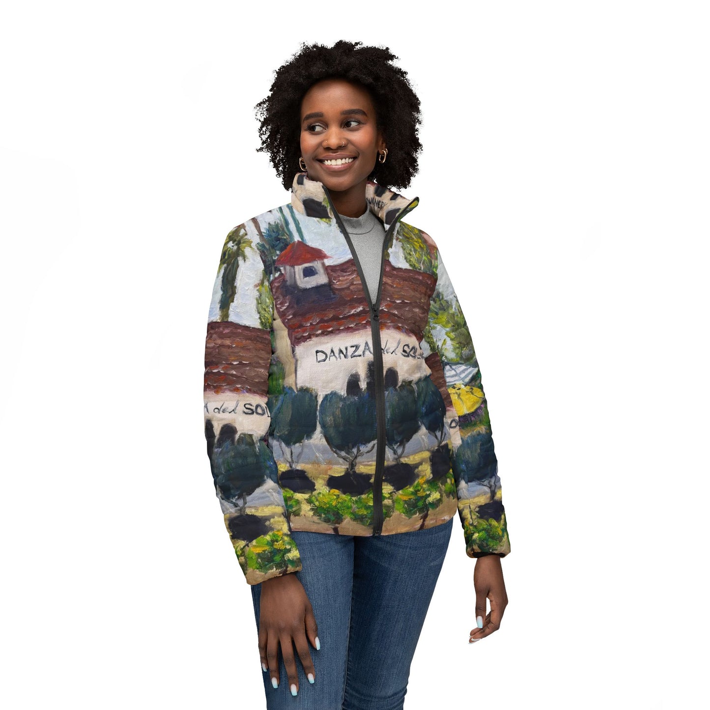 Women's Puffer Jacket - Roxy Rich Fine Art -Danza del Sol Winery