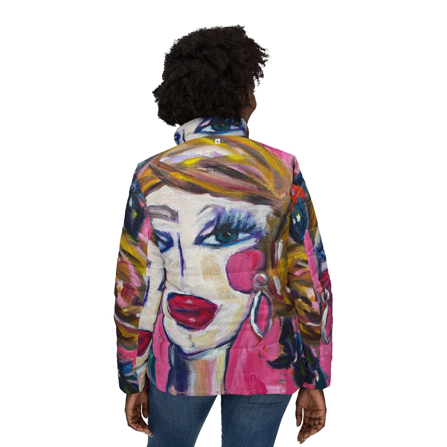 Women's Puffer Jacket - Roxy Rich Fine Art -Lady with Irises