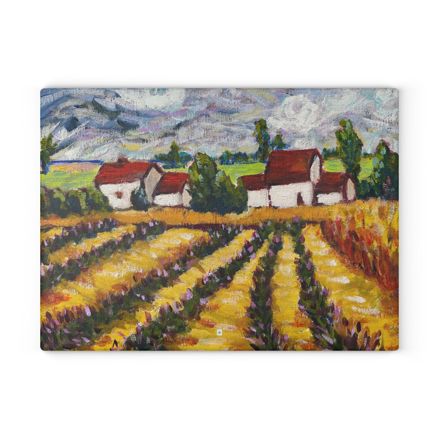 Glass Cutting Board-Charming Cotswolds Lavender Farm