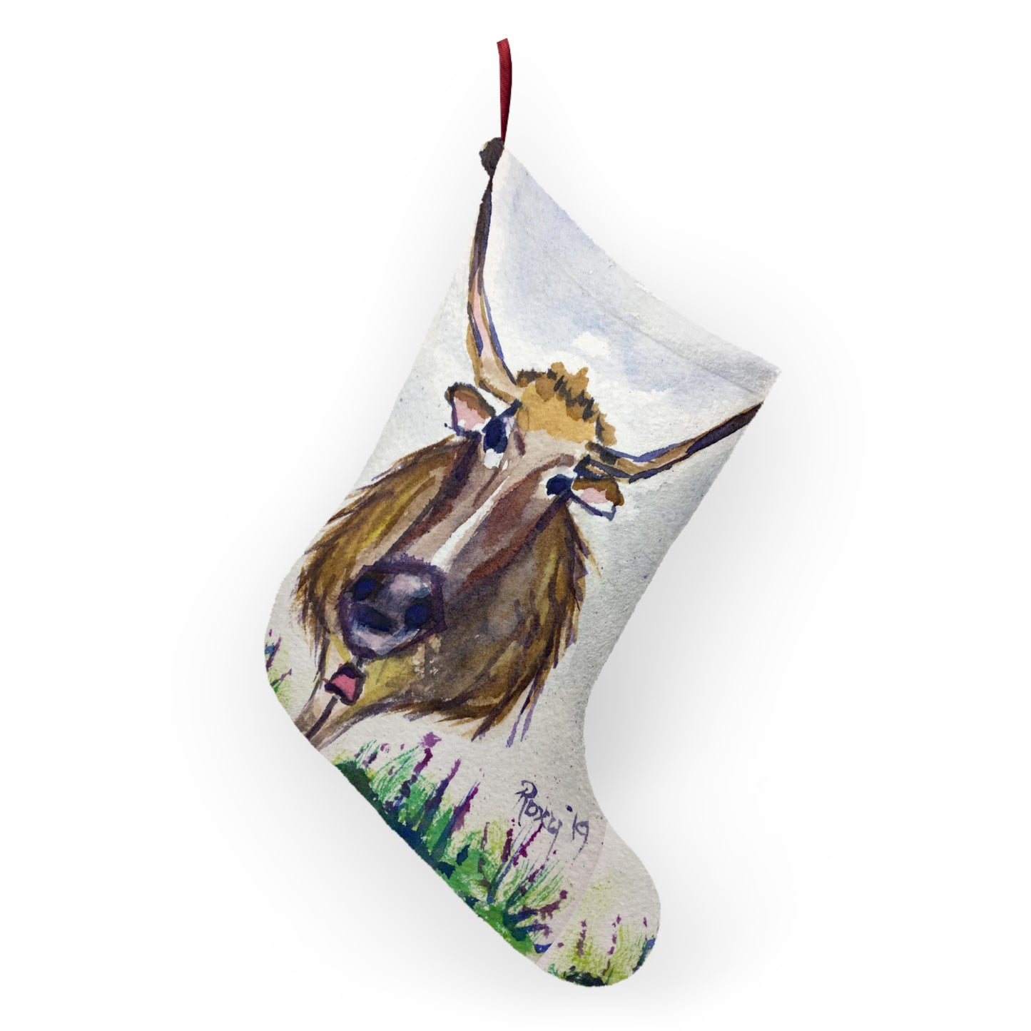 Lola Longhorn Cow Christmas Stocking