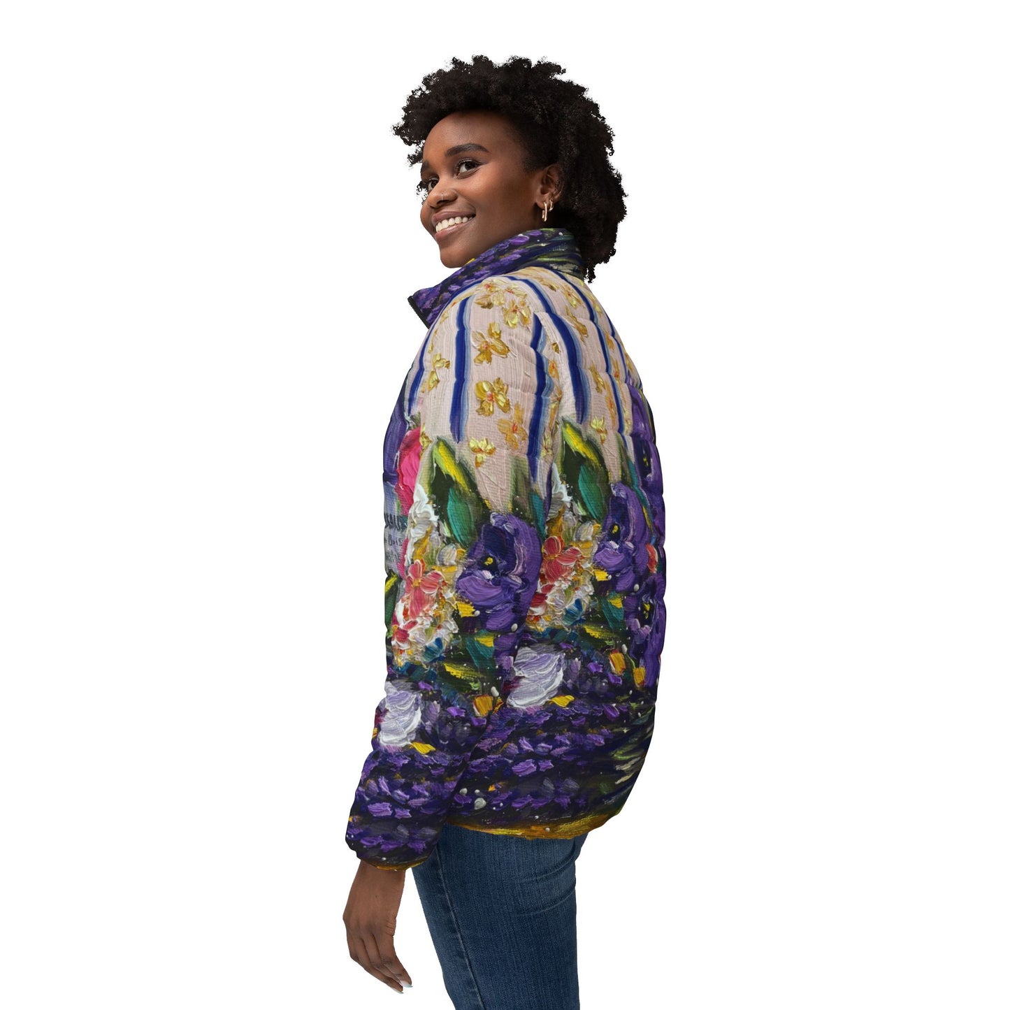 Women's Puffer Jacket - Roxy Rich Fine Art -Corbeaux Wine & Lavender