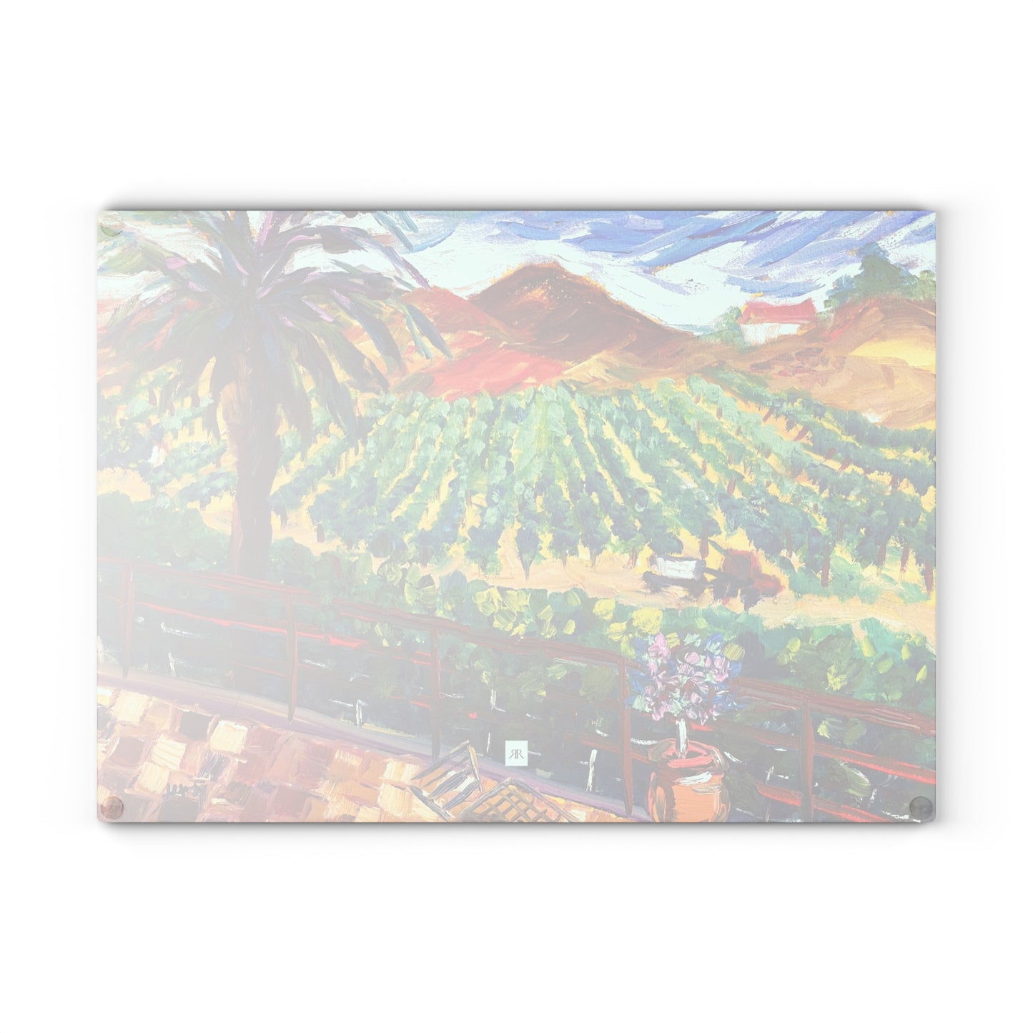 Vineyard View Chapin Winery Glass Cutting Board