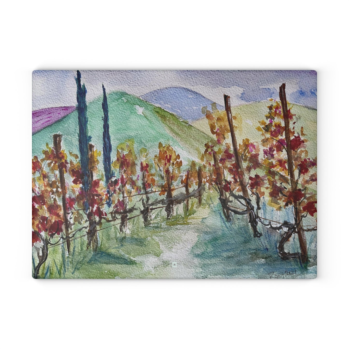 Glass Cutting Board -Somerset Vines