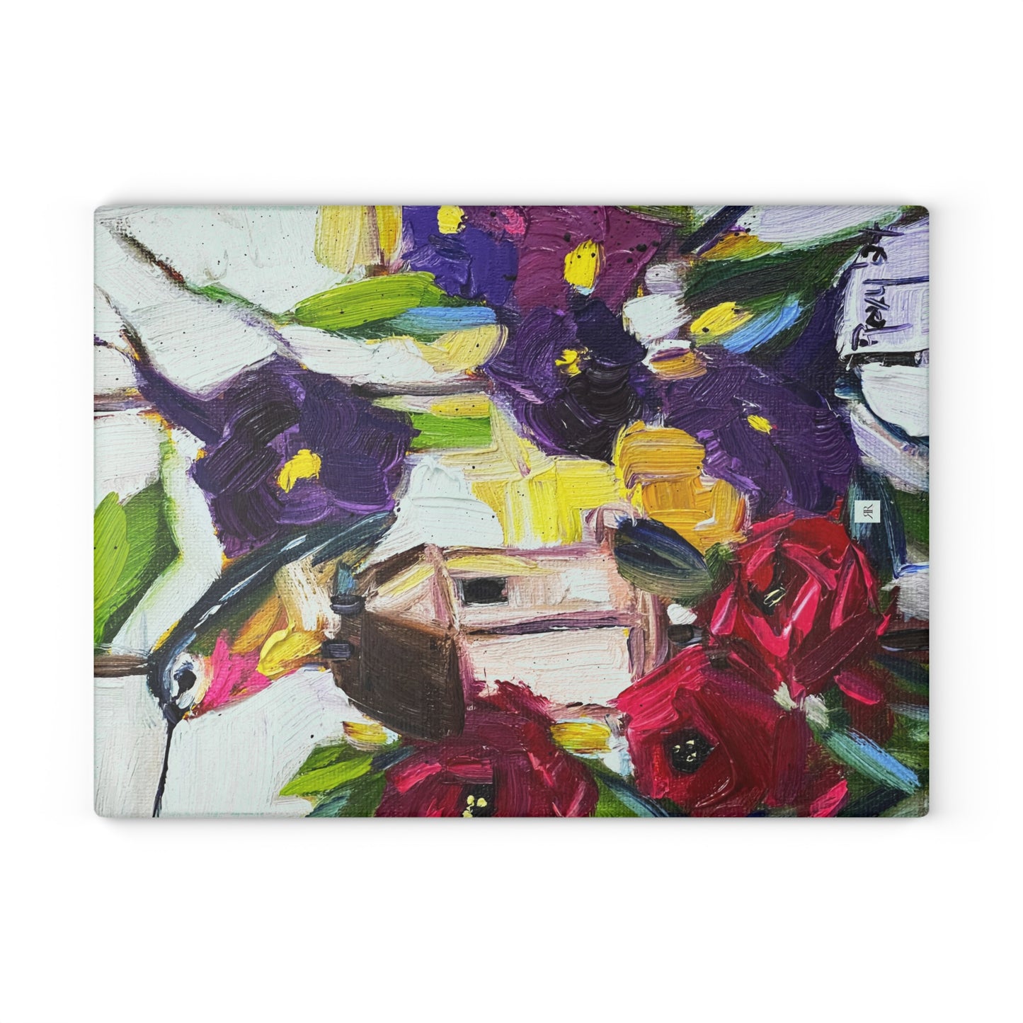 Hummingbird by the Window Glass Cutting Board