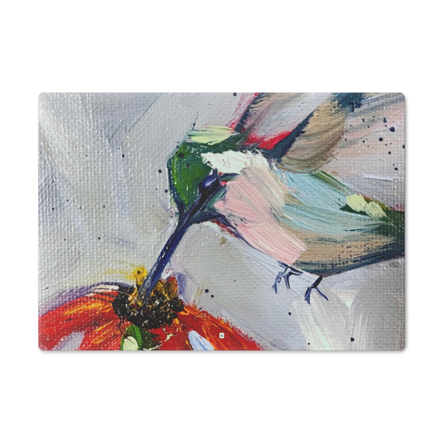 Hummingbird at a Coneflower Glass Cutting Board