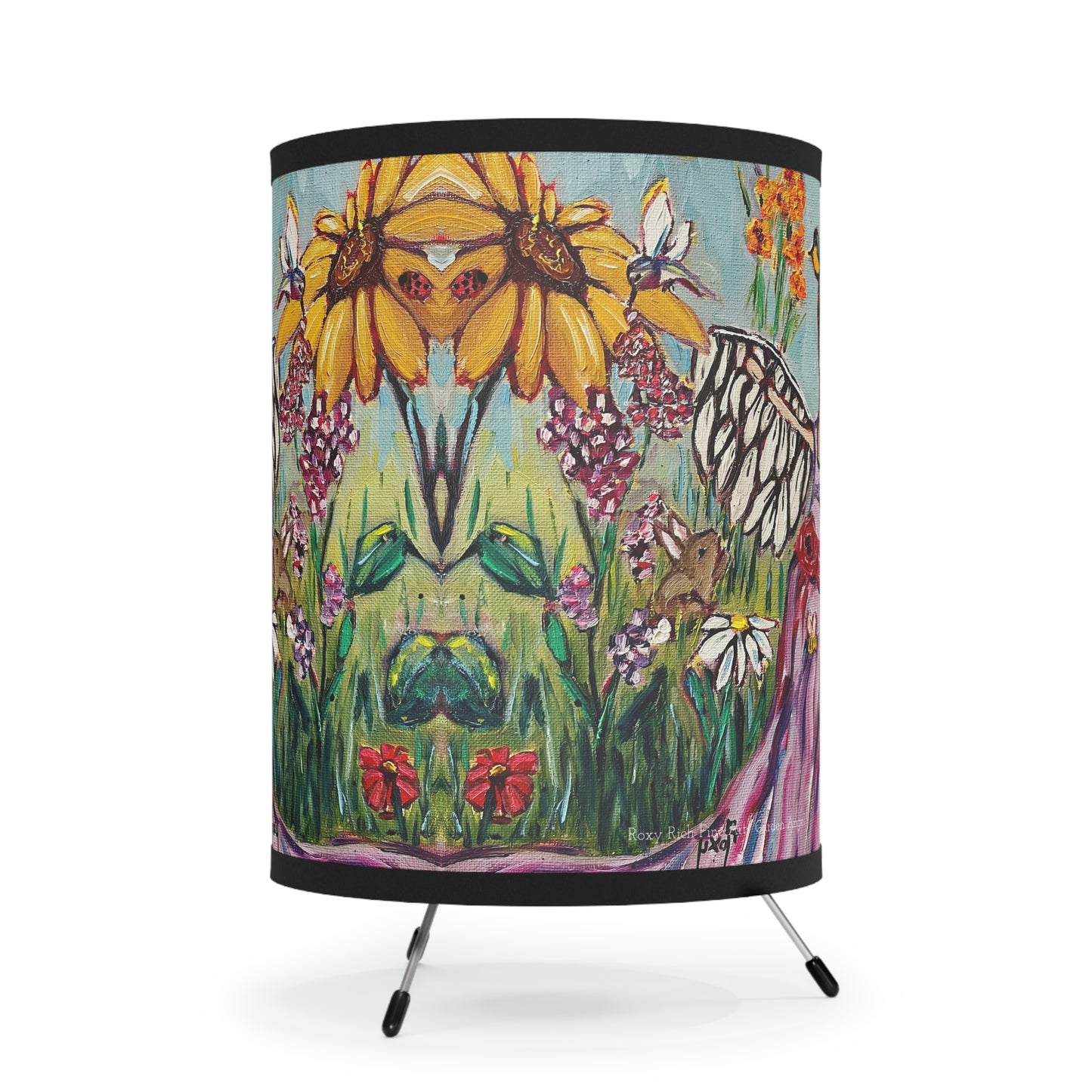 Garden Angel Pattern Tripod Lamp