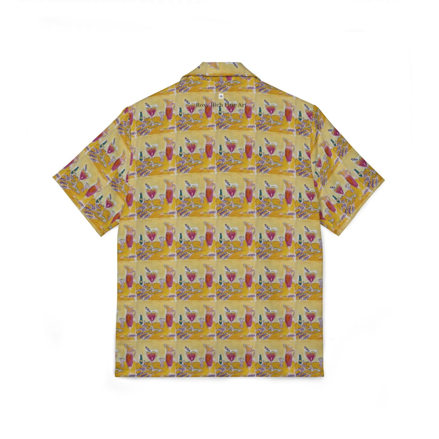 Men's European Fit Hawaiian Camp Shirt -Prosecco and Lavender Cocktails