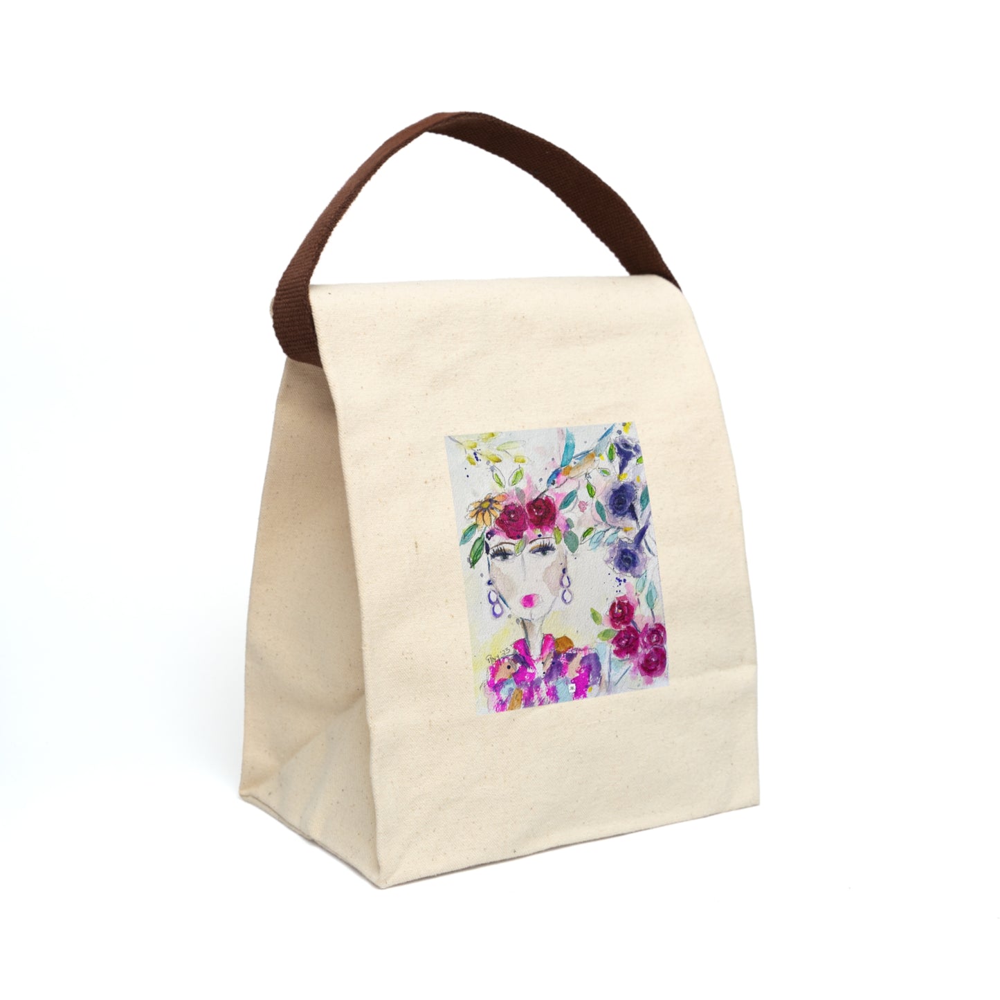 Haute Couture Hummingbird Canvas Lunch Bag With Strap