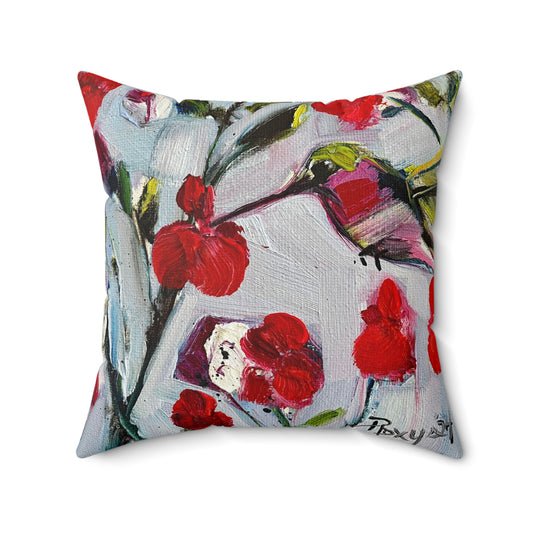 Hotlips Hummingbird Indoor Spun Polyester Square Pillow