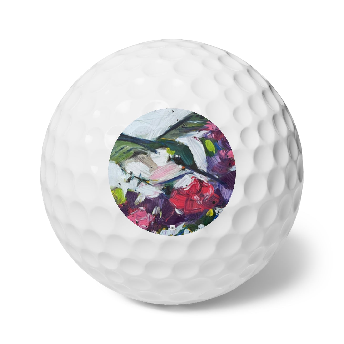 Golf Balls, 6pcs-Floating on Flowers-Hummingbird