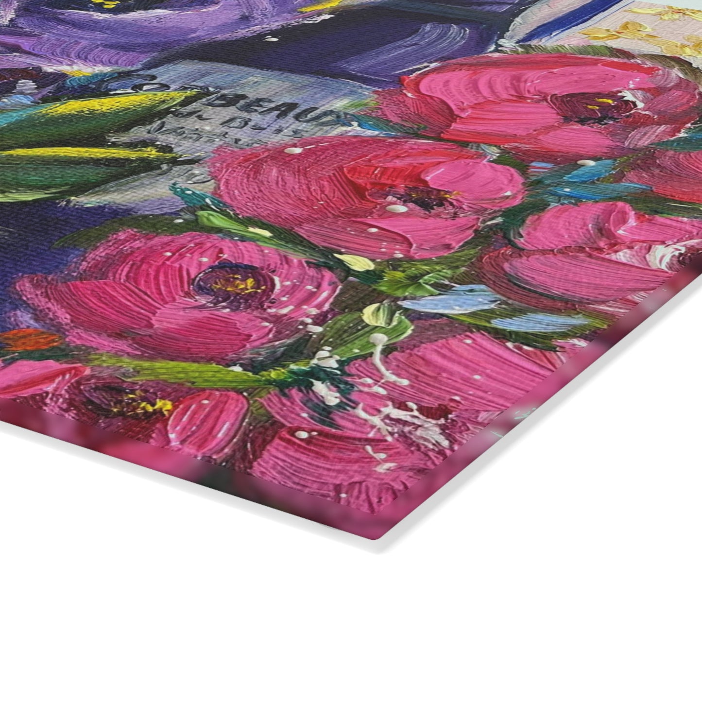 Corbeaux Wine and Flowers- Glass Cutting Board
