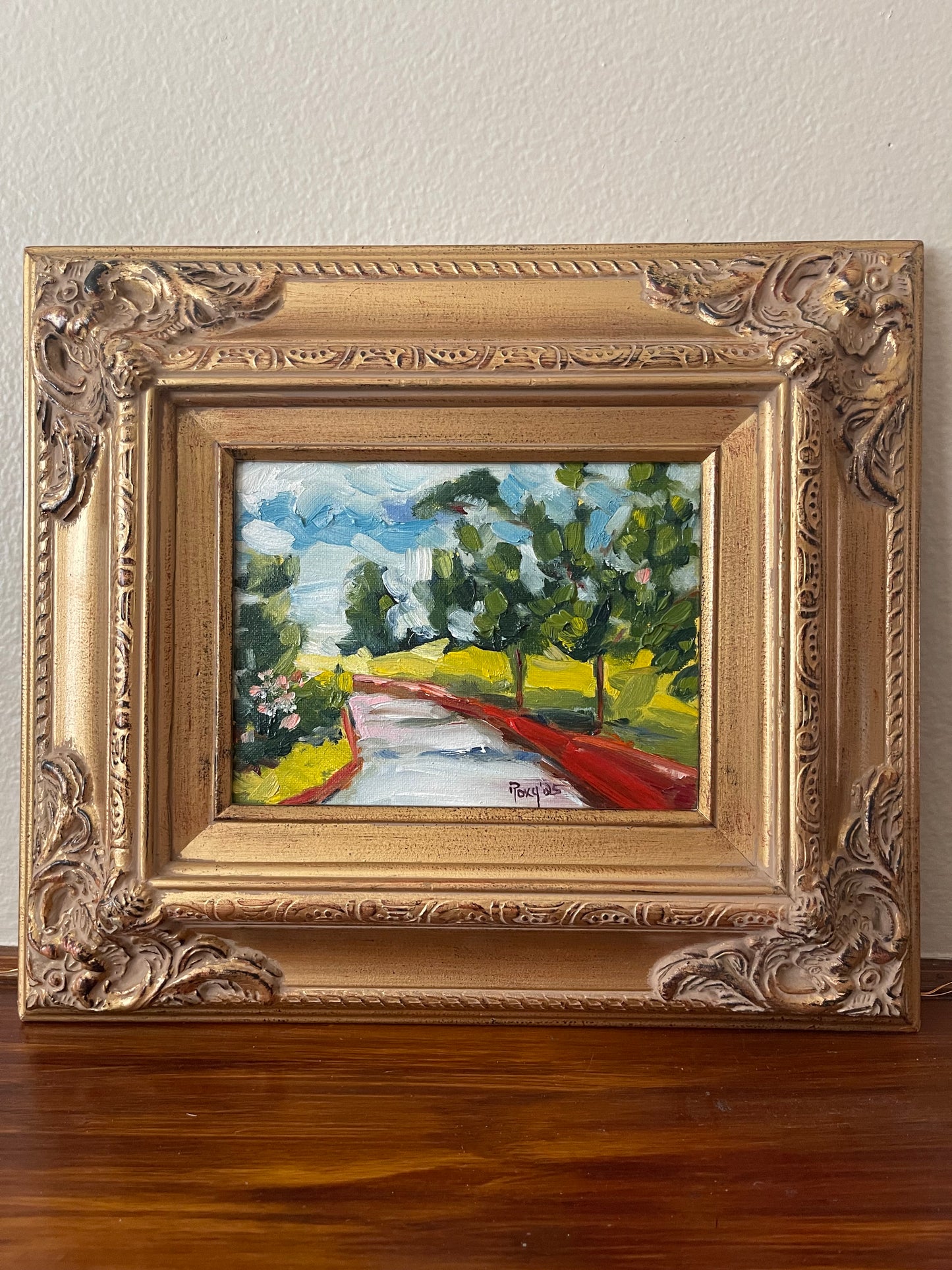 Rustic Road-Cotswolds-Original Oil Painting 6x8 Framed