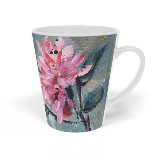 Pink Hummingbird Pink Flower  Latte Mug, 12oz
