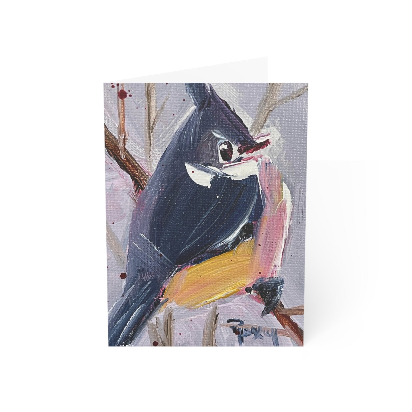 Adorable Tufted Titmouse -Blank Inside Folded Greeting Cards