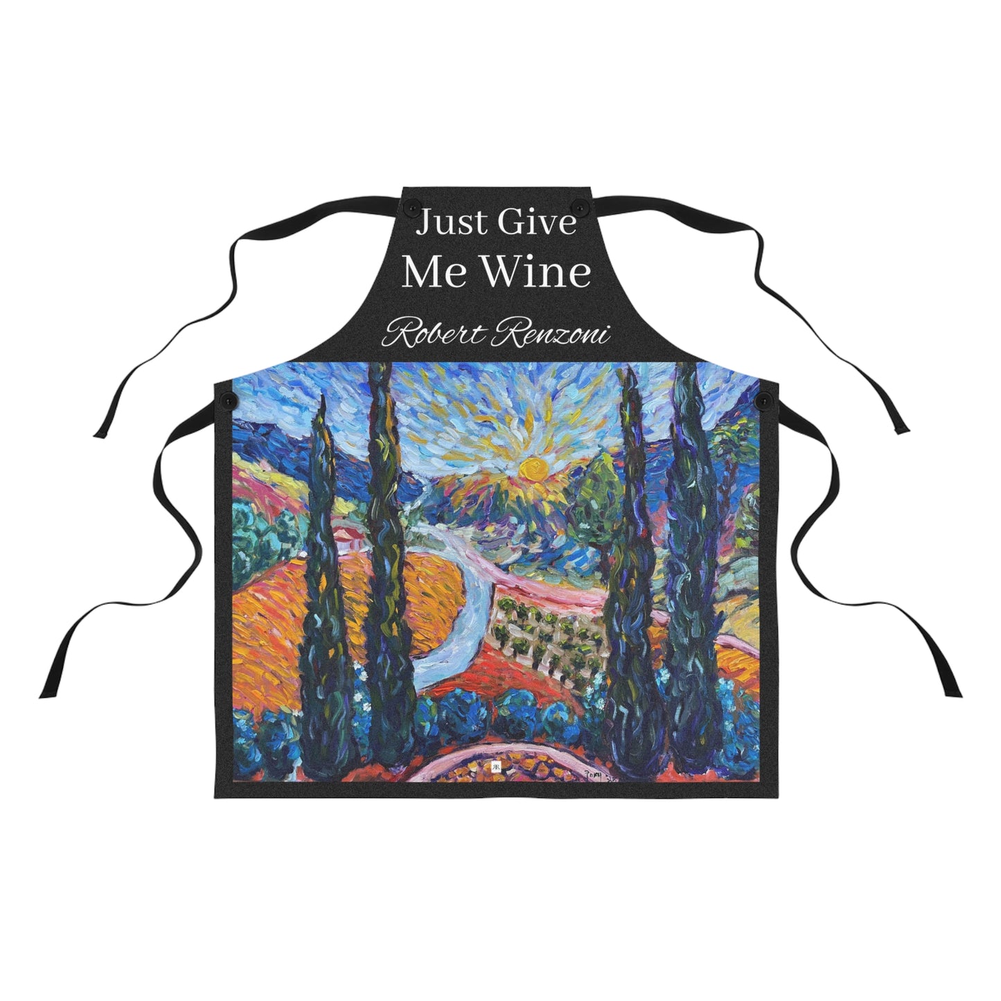 Just Give Me Wine Black Kitchen Apron - Sunny Cypresses at Robert Renzoni