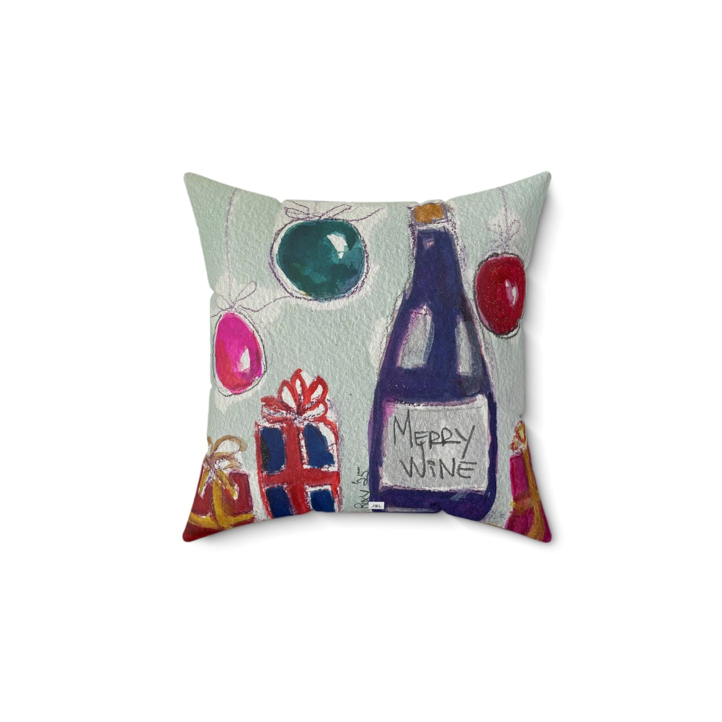 Indoor Spun Polyester Square Pillow-Merry Wine