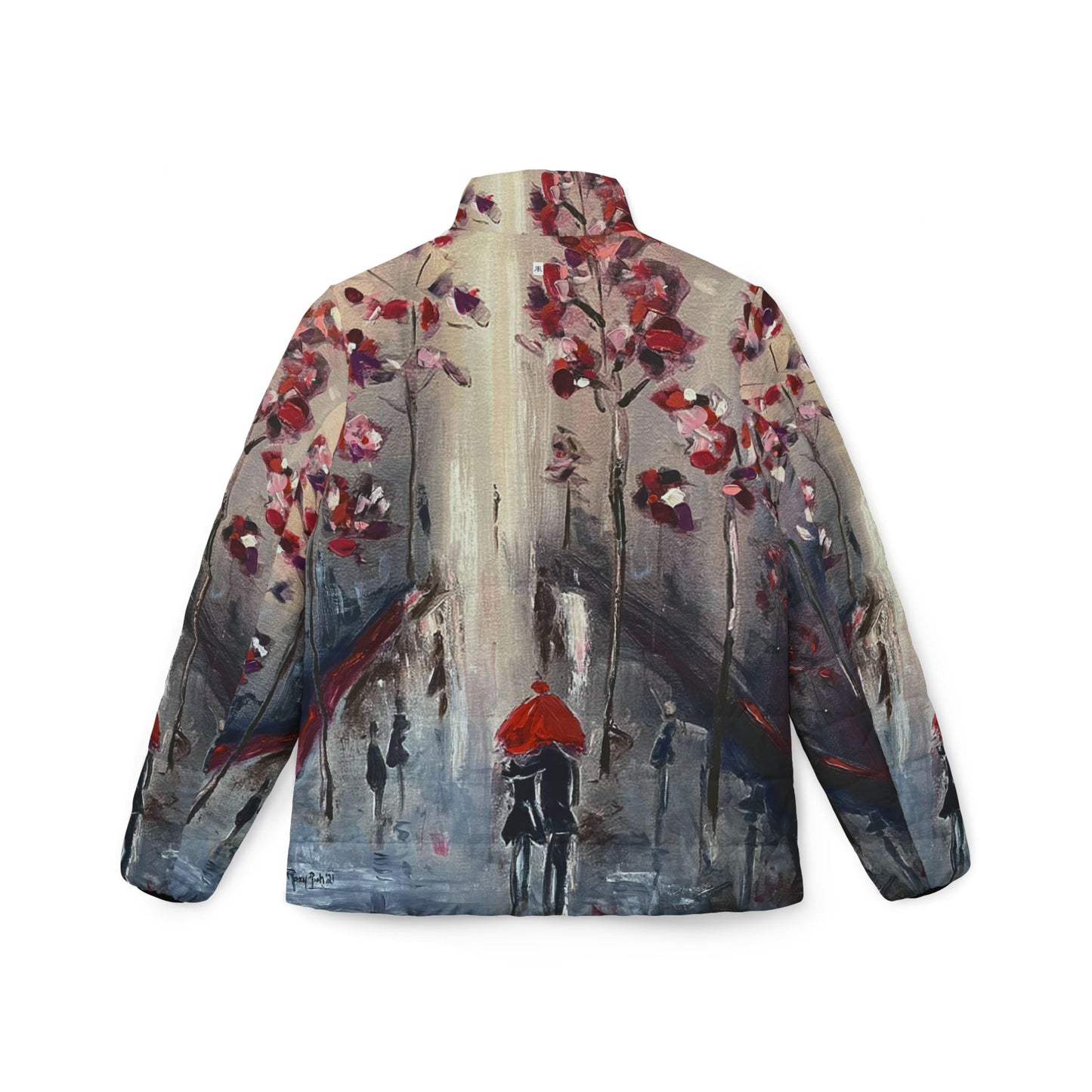 Women's Puffer Jacket - Roxy Rich Fine Art -Strolling-Paris Couple