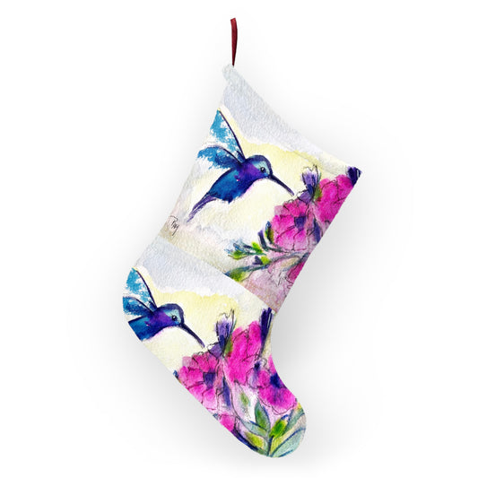 Hummingbird with Pink Flowers Christmas Stocking