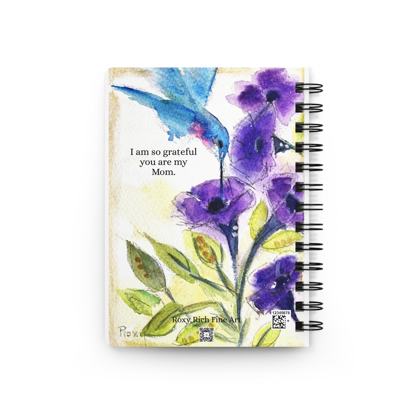 Mom-Watercolor Hummingbirds-"I am so grateful"- Spiral Bound Journal