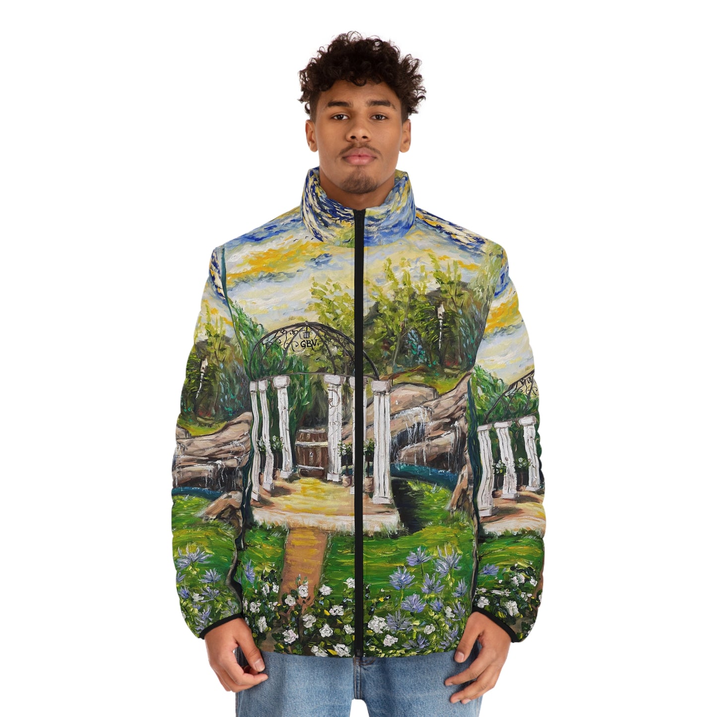 Men's Puffer Jacket - Roxy Rich Art, Unique Bright Colors-The Pergola at  GBV