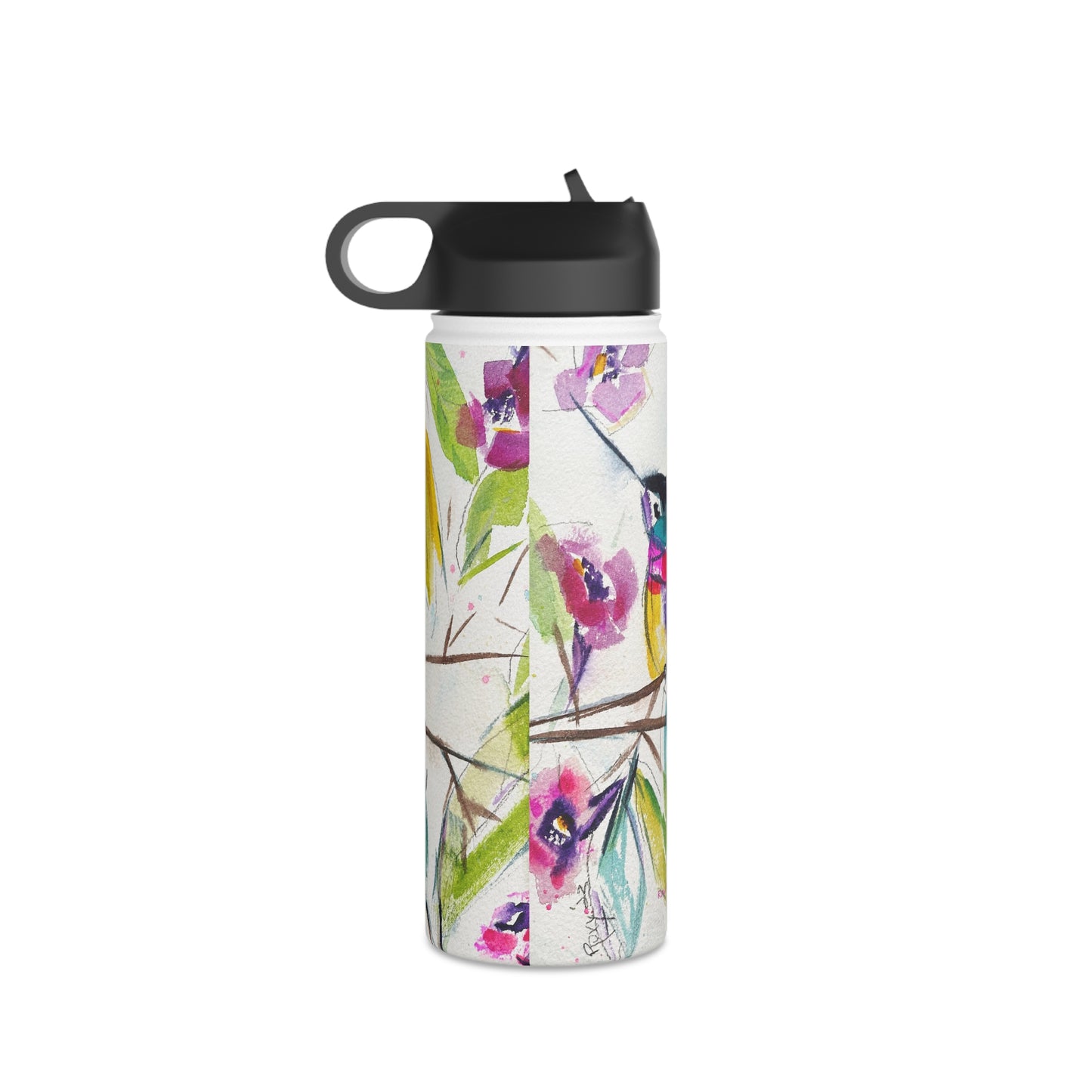 Pretty Perch- Whimsical Hummingbird- Stainless Steel Water Bottle, Standard Lid