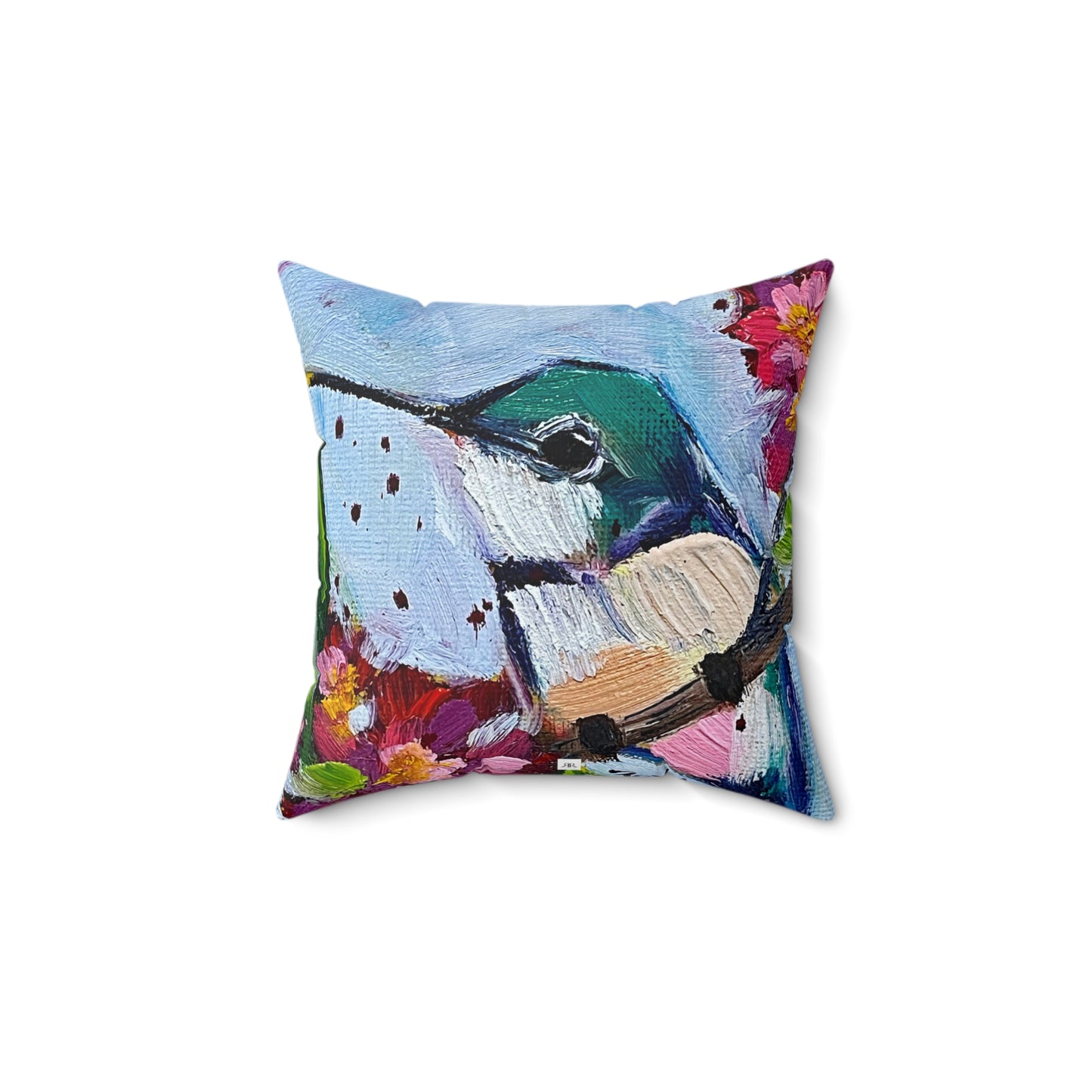 Curious Little Hummingbird Indoor Spun Polyester Square Pillow