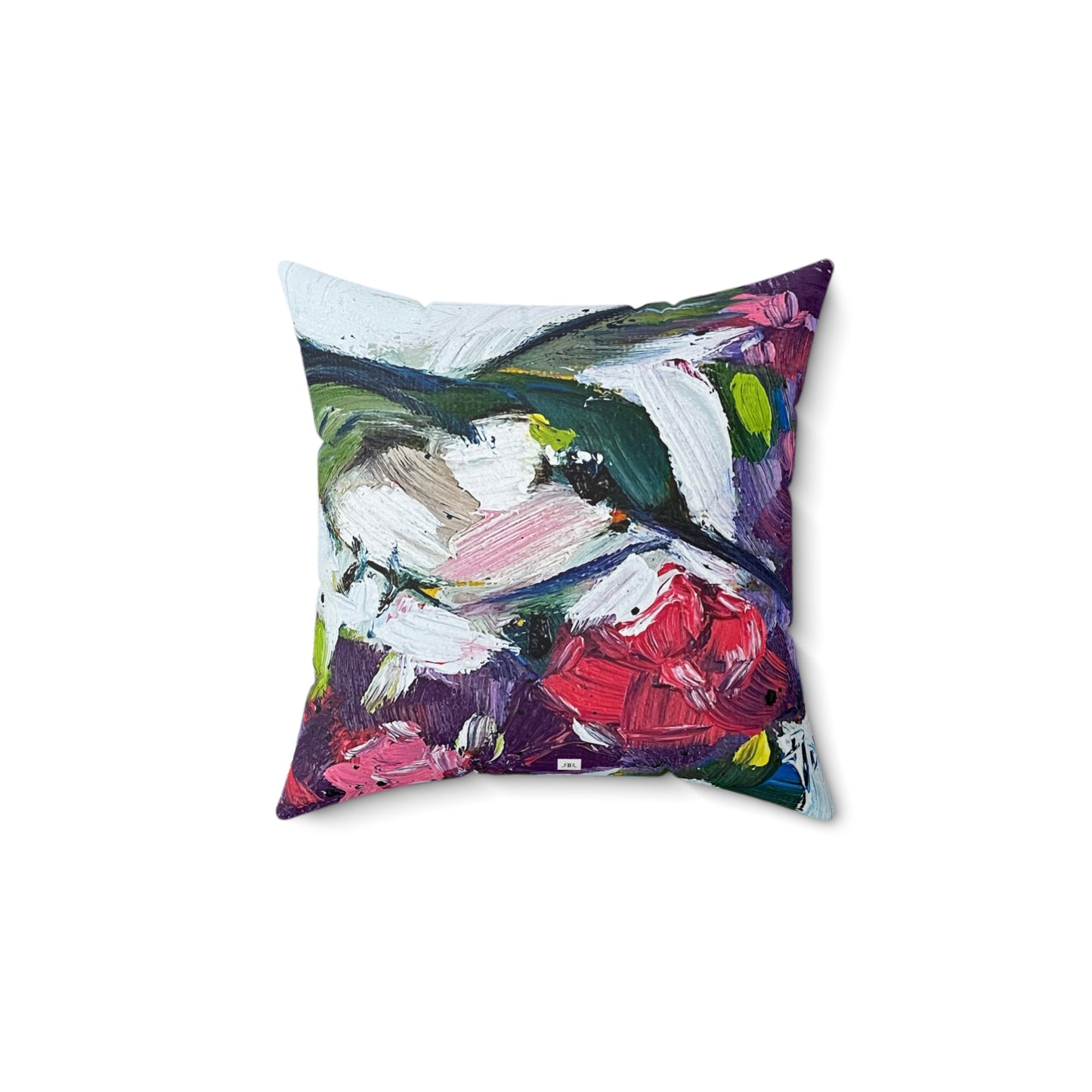 Happy Little Floater Hummingbird Indoor Spun Polyester Square Pillow