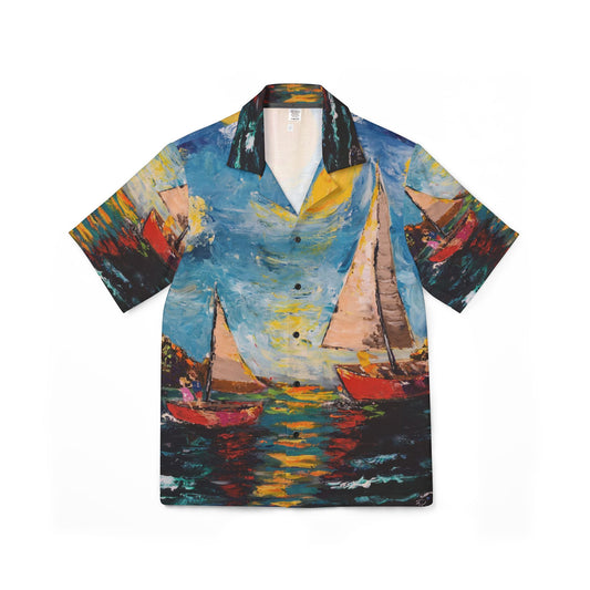 Men's European Fit Hawaiian Camp Shirt -Sunny Sails