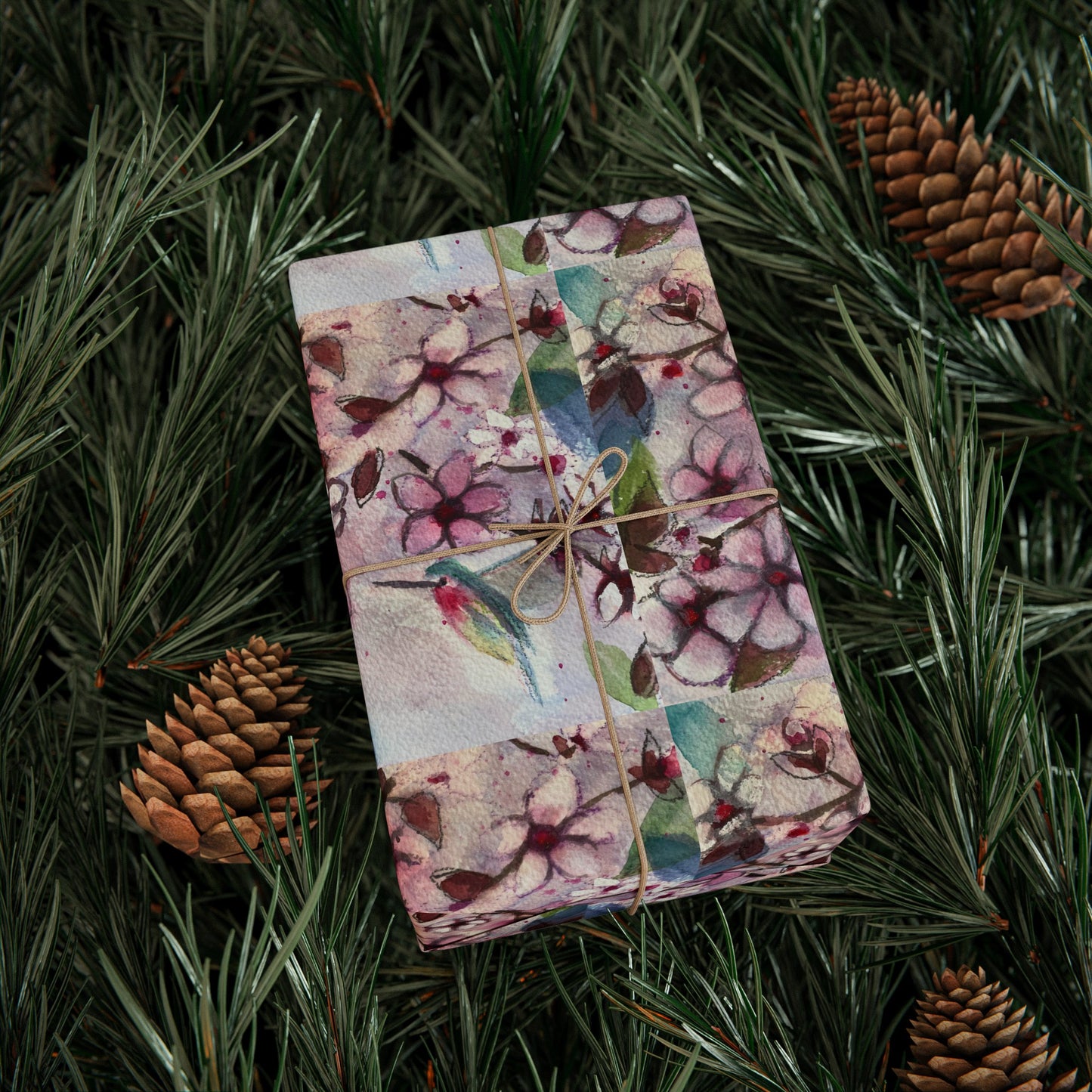 Papiers cadeaux Colibri en fleurs de cerisier (3 tailles)