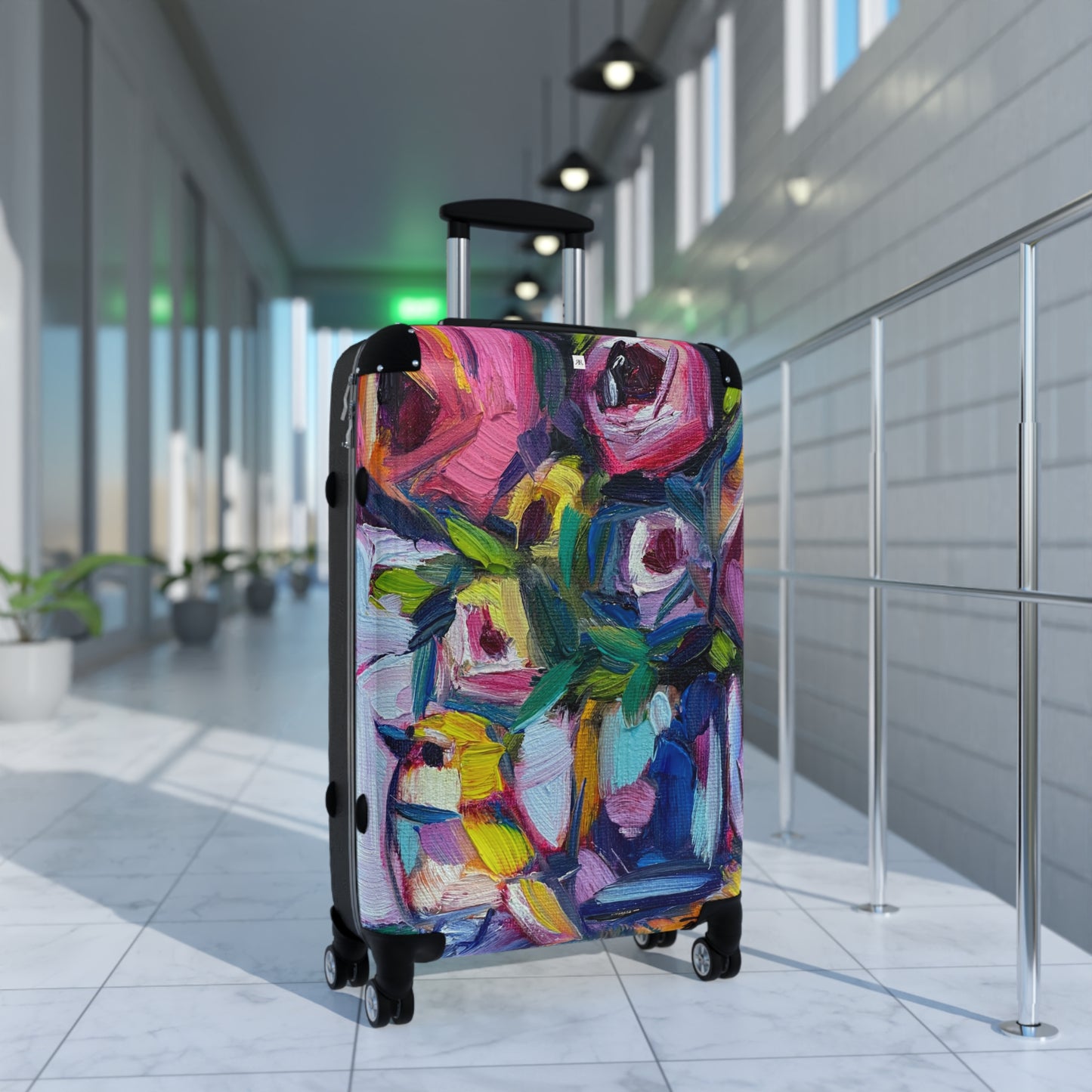 Abstract Roses and Bird Carry on Suitcase (Choose from 3 sizes)