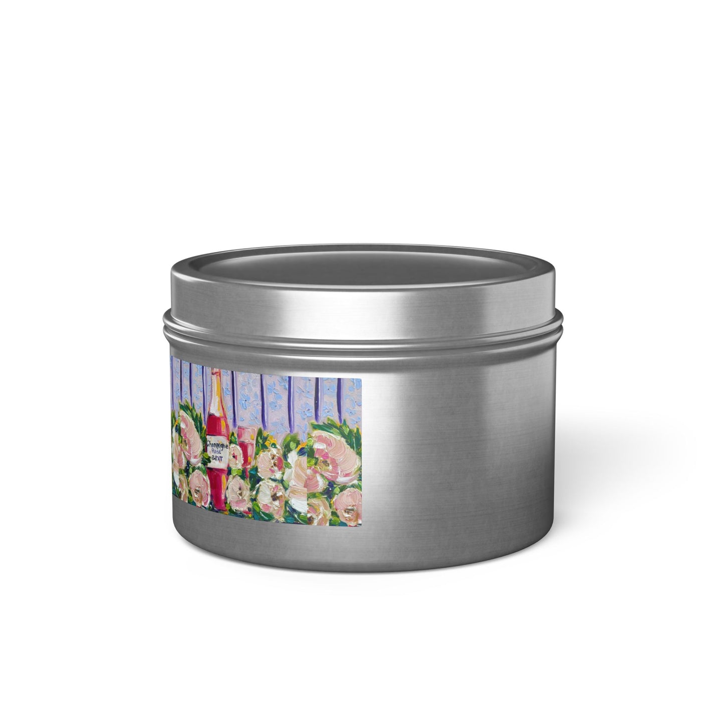 Tin Candle-Pink Champagne and Peonies