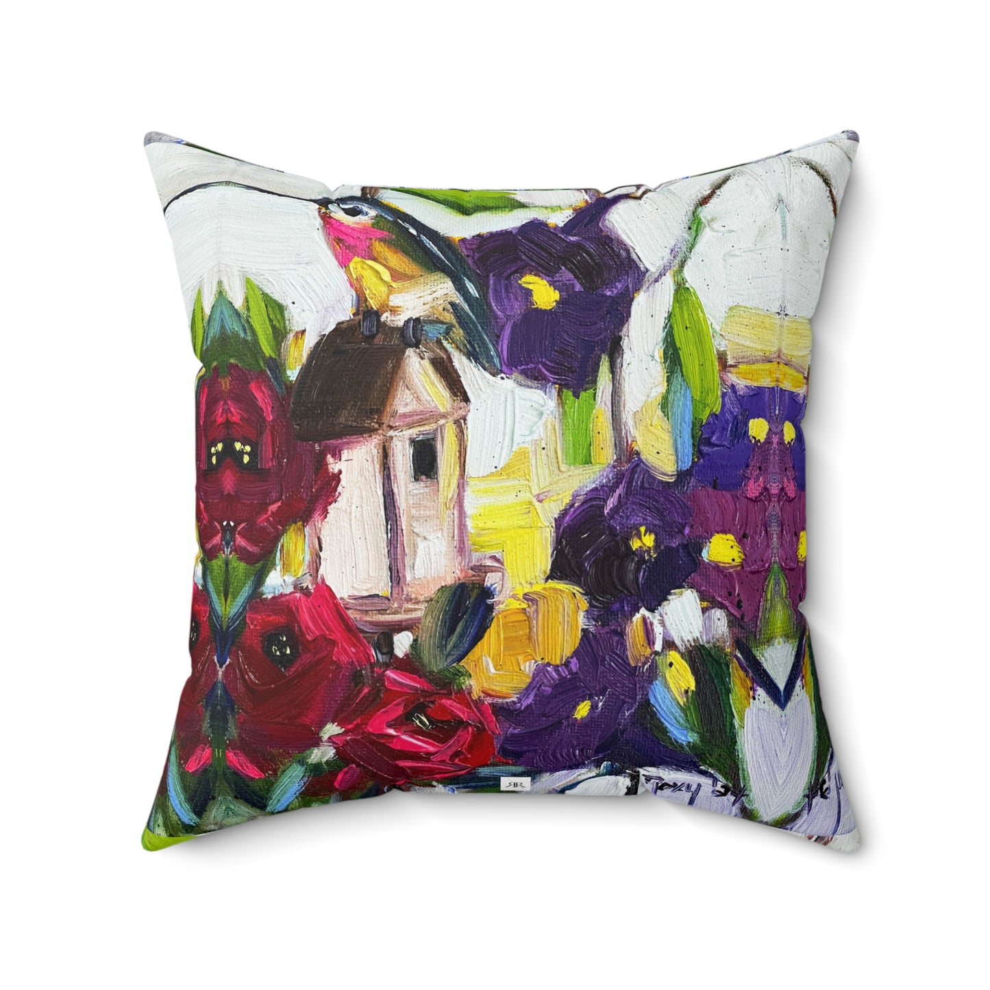 Hummingbird by the Window Indoor Spun Polyester Square Pillow