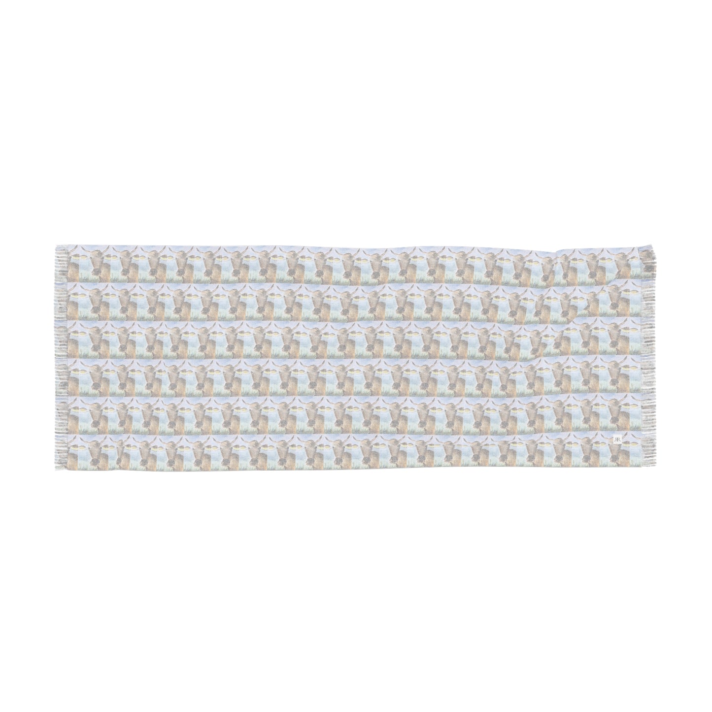 Colorful Scarf — Artistic Lightweight Neck Wrap- Sunshine Cow -Adorable Cow Horns