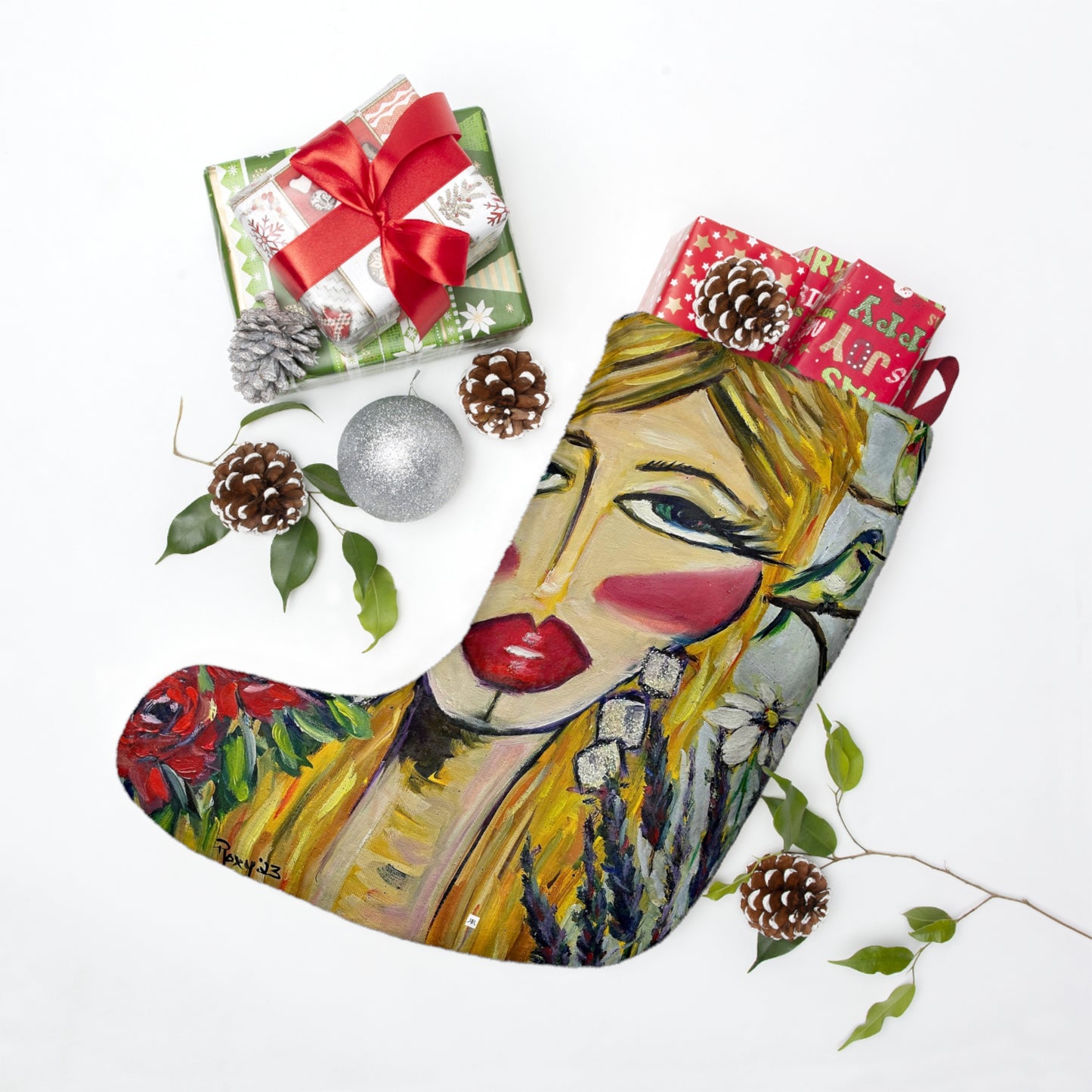 Hummingbird Lady Christmas Stocking