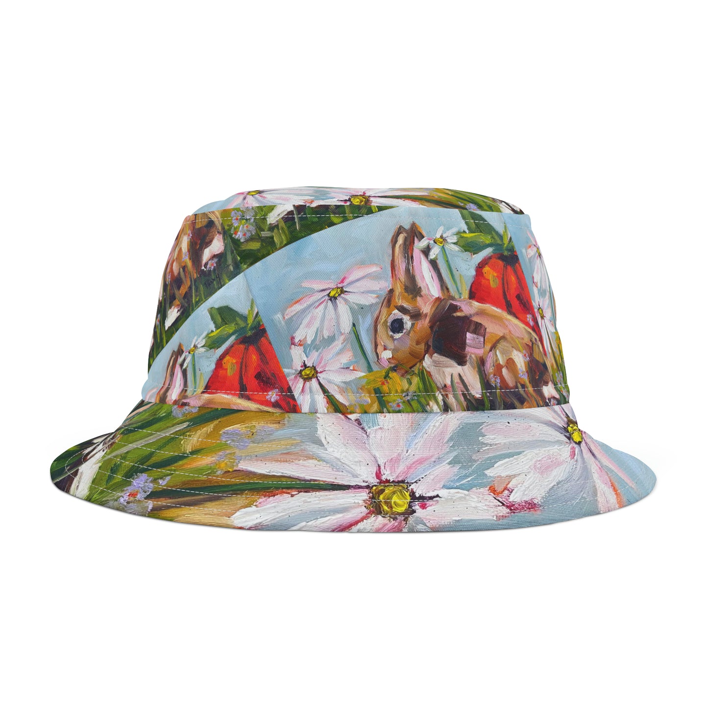 Sombrero de cubo Conejito en el jardín