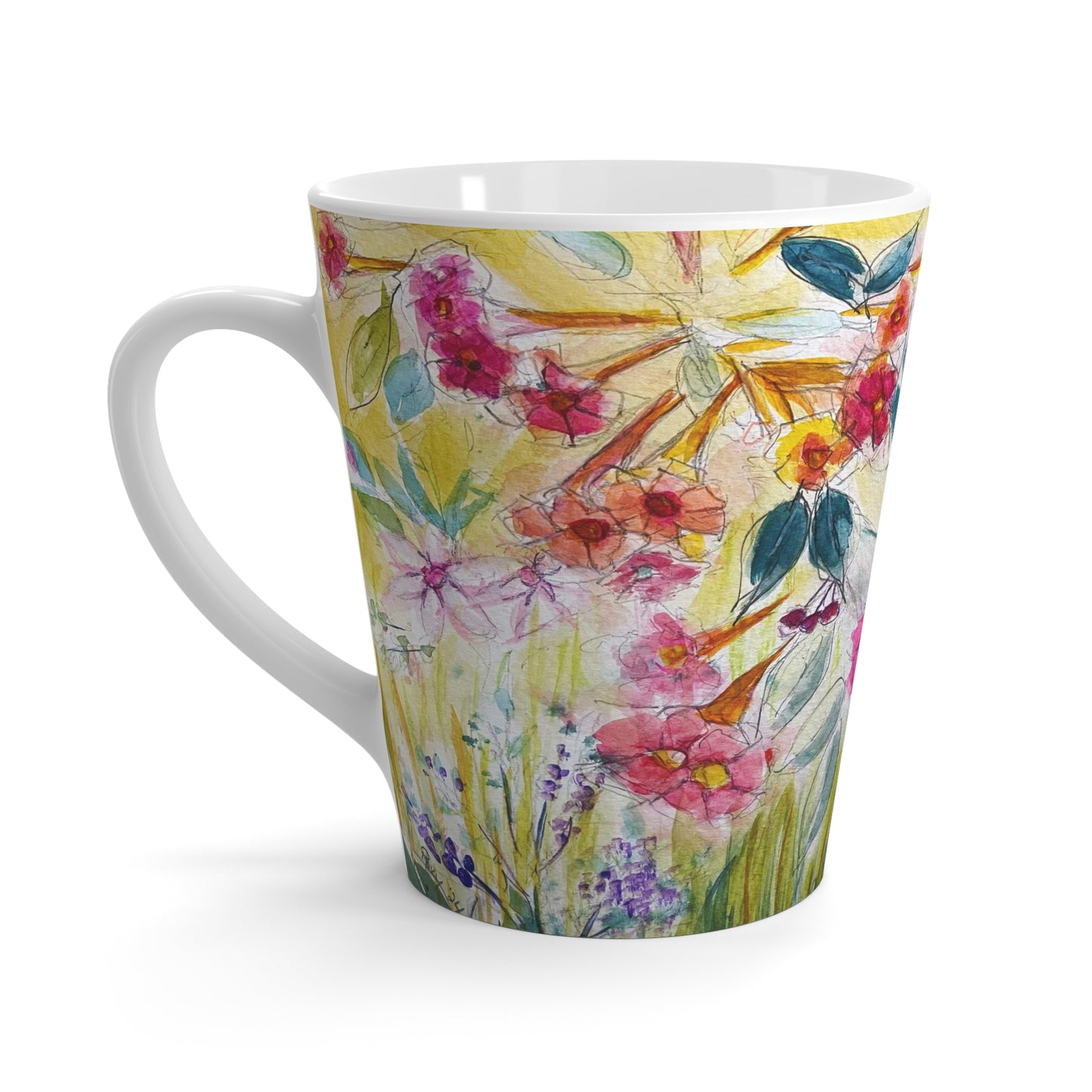Mug - Hummingbird in a Tube Flower Garden-Made in and Ships from USA