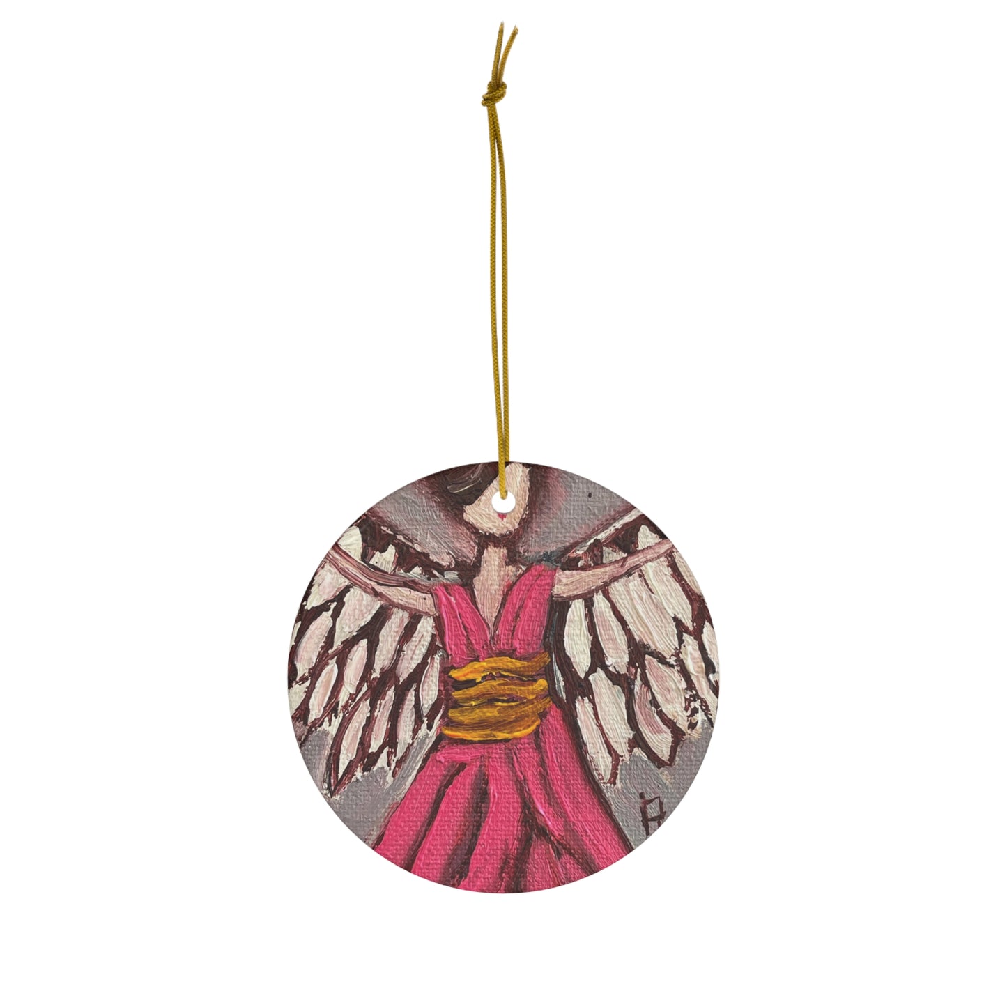 Pink Angel Ceramic Ornament