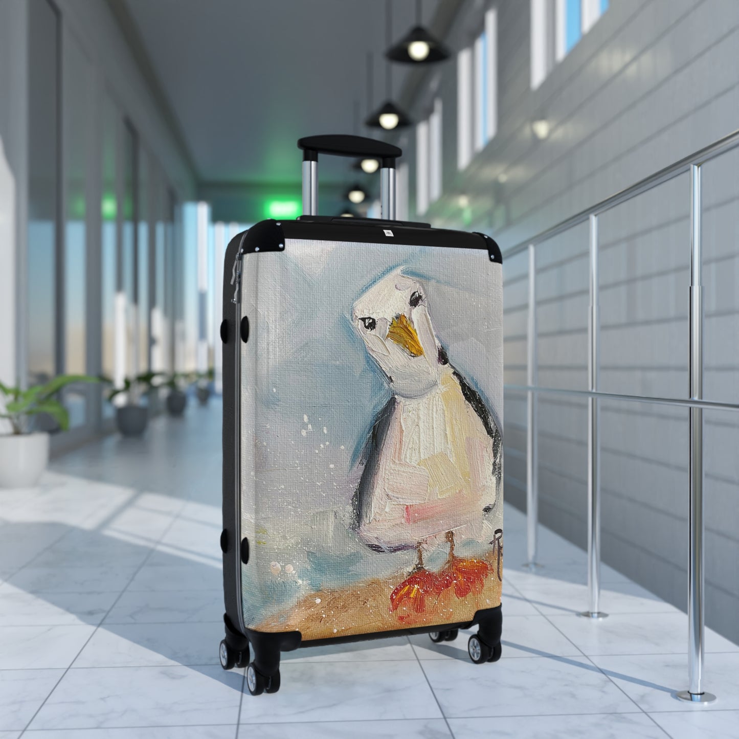 Inquisitive Seagull Beach Bird Carry on Suitcase (Choose from 3 sizes)