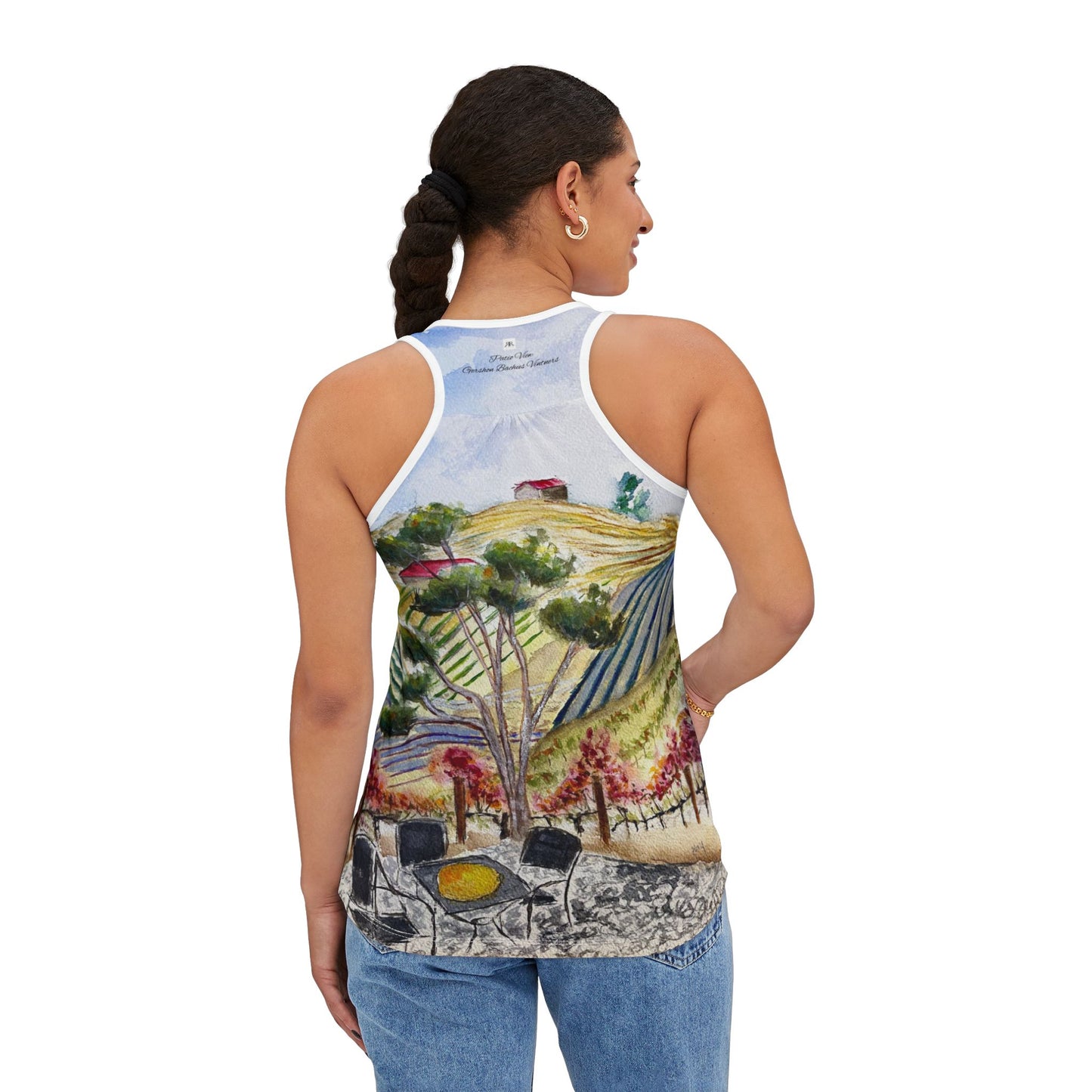 Women's Racerback Tank Top-Patio View-Gershon Bachus Vintners